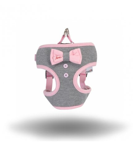 Camon cane pettorina grigia con fiocco rosa 45 - 58 cm s Camon cane pettorina grigia con fiocco rosa 45 - 58 cm s